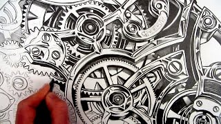 Draw Realistic Details Pencil Study Inside a Watch [upl. by Arratal]