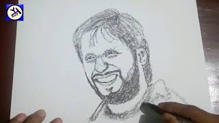 Drawing Shahid Afridi II Scribble Art II Timelapse [upl. by Alwitt]