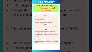 Chloroform bromoform and Iodoform  physical properties  test for chloroform [upl. by Nodarb832]