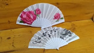 Abanicos personalizados con Decoupage y stencil casero [upl. by Iccir205]