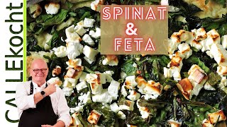 Spinat mit Feta überbacken Rezept für schnelle Feierabend Küche [upl. by Eceinart]