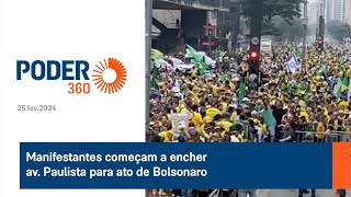 Manifestantes começam a encher av Paulista para ato de Bolsonaro [upl. by Florentia]