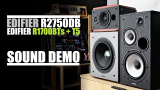 Edifier R1700BTs  T5 subwoofer vs Edifier R2750DB  Sound Comparison [upl. by Nairehs317]