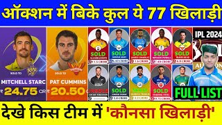 IPL Auction 2024  All Sold Players Final List  IPL 2024 All Sold Players  IPL 2024 All Team Squad [upl. by Aihsilef]