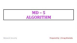 MD 5 Algorithm  Message Digest Algorithm  Working of MD5 Algorithm [upl. by Aisha]