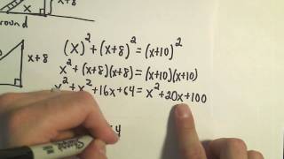 Solving for X  Quadratic Equations Involving the Pythagorean Theorem  Example 3 [upl. by Matheson]