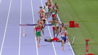 Lamecha Girma fall at mens 3000m Steeplechase race at Olympics Paris 2024 Girma fall Olympics [upl. by Trembly]