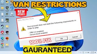 VAN Restrictions Valorant Secure boot failure Error Fix [upl. by Jablon893]