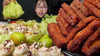 Eating Kurkure Bread Sandwich Gandharaj Potli Momo  Big Bites  Asmr Eating  Mukbang  Momo asmr [upl. by Akinahc]