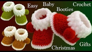 Zapatos botas a Crochet para bebes y tallas adultas para Navidad tejido tallermanualperu [upl. by Vevay649]