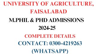 UAF MPhil and PhD Admissions 202425  UAF Postgraduate Admissions 202425 [upl. by Heyra684]