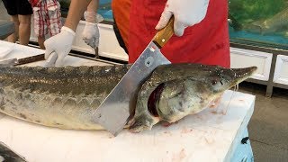 Graphic Giant STURGEON Fillet and Cook  Vietnam Street Food 2018 [upl. by Sarah]