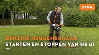 Starten en stoppen van HS 81  STIHL Benzine heggenscharen [upl. by Huntington]