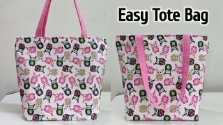 ZIPPERED TOTE BAG TUTORIAL  Simple Tote Bag with Lining  Shopping bag cutting and stitching  Bags [upl. by Wager]