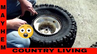 How to make flat proof ATV tires part 1 MayhemCountryLiving FoamFilledTires [upl. by Anilev394]