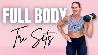 45 MIN FULL BODY TRI SETS with Dumbbells  Strong amp Lean [upl. by Faustena]