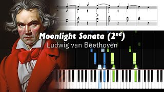 Beethoven  Moonlight Sonata 2nd Movement  Piano Tutorial with Sheet Music [upl. by Leroi]