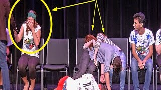 Hypnotist says quotDEEP ASLEEPquot and then goes into the audience [upl. by Akcemat115]