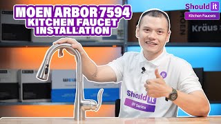 How to Install Moen Arbor Kitchen Faucet 7594SRS  Shouldit Kitchen Faucet Series [upl. by Arsi]