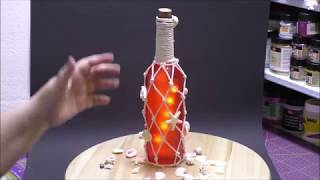 Upcycling  Makramee  Flasche im Fischernetz  traumhafte Sommerdeko [upl. by Leachim29]