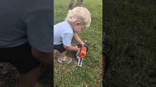 Kids Stihl chainsaw stihl waylonsworld apple 18months [upl. by Marya964]