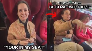 Man DESTROYS Entitled Woman Who Refuses To Move From His Paid Seat [upl. by Lubbi]