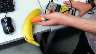 Radiation from a banana measured using a Geiger counter [upl. by Esadnac999]