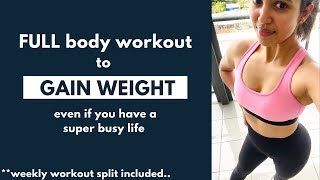 Full body weight gain workout for women weekly workout split included [upl. by Lach]