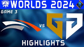 HLE vs GEN Game 3 Highlights  Worlds Swiss Stage 2024  Hanwha Life vs GenG by Onivia [upl. by Nehcterg]