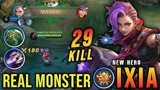 29 Kills  MANIAC Ixia MLBB New Hero Real Monster Marksman  New Hero Tryout  MLBB [upl. by Eilyak957]