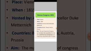 Vienna Congress 1815  History Class10 shorts shortsvideo ytshorts youtubeshorts [upl. by Canute]