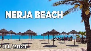 Nerja Beach Walk in April 2021 Malaga Costa del Sol Spain 4K [upl. by Edwin342]