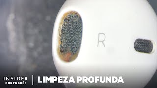 Limpeza Profissional De AirPods  Limpeza Profunda  Insider Português [upl. by Ahsimik]