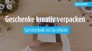 Geschenkpapier kreativ verzieren  Spritztechnik mit Acrylfarbe [upl. by Ydassac]