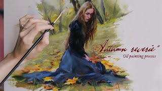 Oil painting process Autumn Reverie  timelapsed painting 🍂 [upl. by Brandie]