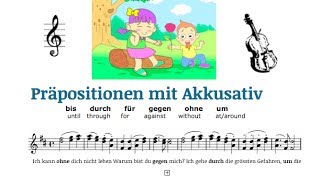 Learn German A1A2  prepositions with accusative with a SONG  part 1 [upl. by Sinnod]