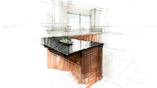 Tutorial  Hand Rendering Interior 160416 Kitchen Detail [upl. by Odlaw]