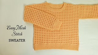 Easy Crochet Mesh Sweater  Beginner Friendly Fall Sweater [upl. by Pace]