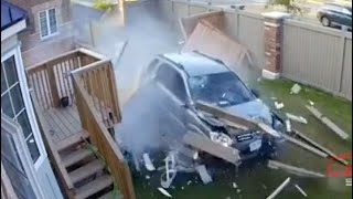 CAUGHT ON CAMERA Impaired charges after backyard crash in Brampton [upl. by Eisele262]