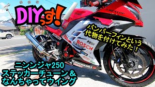 DIYっす ニンジャ250ステッカーチューン＆なんちゃってウイング [upl. by Chapel]