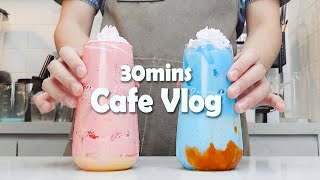 🍓카페 브이로그와 함께하는 여유로운 주말💙30mins Cafe Vlog카페브이로그Cafe VlogASMRTasty Coffee240 [upl. by Enia]