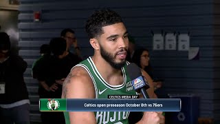 EXCLUSIVE INTERVIEW Jayson Tatum on offseason trades Paul Pierce  2023 Boston Celtics Media Day [upl. by Gamal]