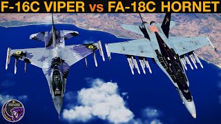 F16C Viper vs FA18C Hornet BVR Battle amp Dogfight  DCS [upl. by Isoais]