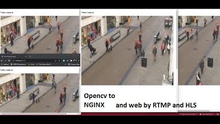 Opencv tutorial app sending a video by RTMP stream to NGINX server that restream as HLS to WEB VLC [upl. by Ainafetse]