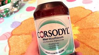 CANDIDA CRUSHERCorsodyl Mint Mouthwash sensitive gums bleeding gums REVIEW [upl. by Schmitt]