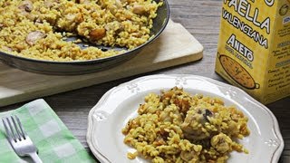 Paella de pollo al ajillo con caldo de paella Aneto [upl. by Eenwat]