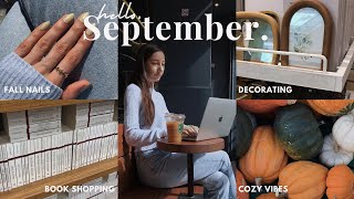 COZY FALL VLOG 🍂 decorate with me prepping for autumn book shopping pumpkin spice latte  2024 [upl. by Netsirk133]