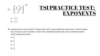 TSI Math Section Practice  how to divide exponents [upl. by Hessler]