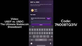 TapSwap  Code “USDT vs USDC The Ultimate StablecoinShowdown” [upl. by Sherrill]