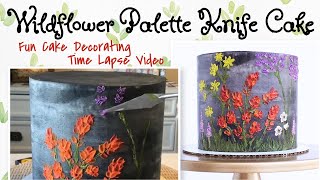 Wildflower Painted Cake  Palette Knife Floral Painting Frosting  Time Lapse Cake Decorating Video [upl. by Clayborne]